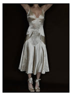 1920s Slipper Satin Tea-Length Dress