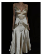 1920s Slipper Satin Tea-Length Dress