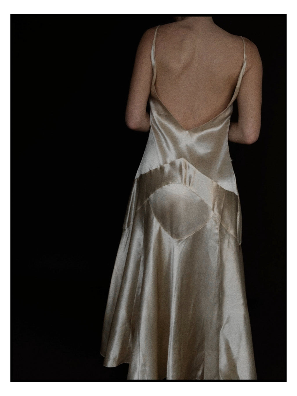 1920s Slipper Satin Tea-Length Dress