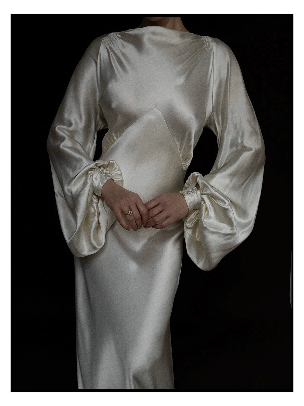 1930s Ivory Bell Sleeve Gown