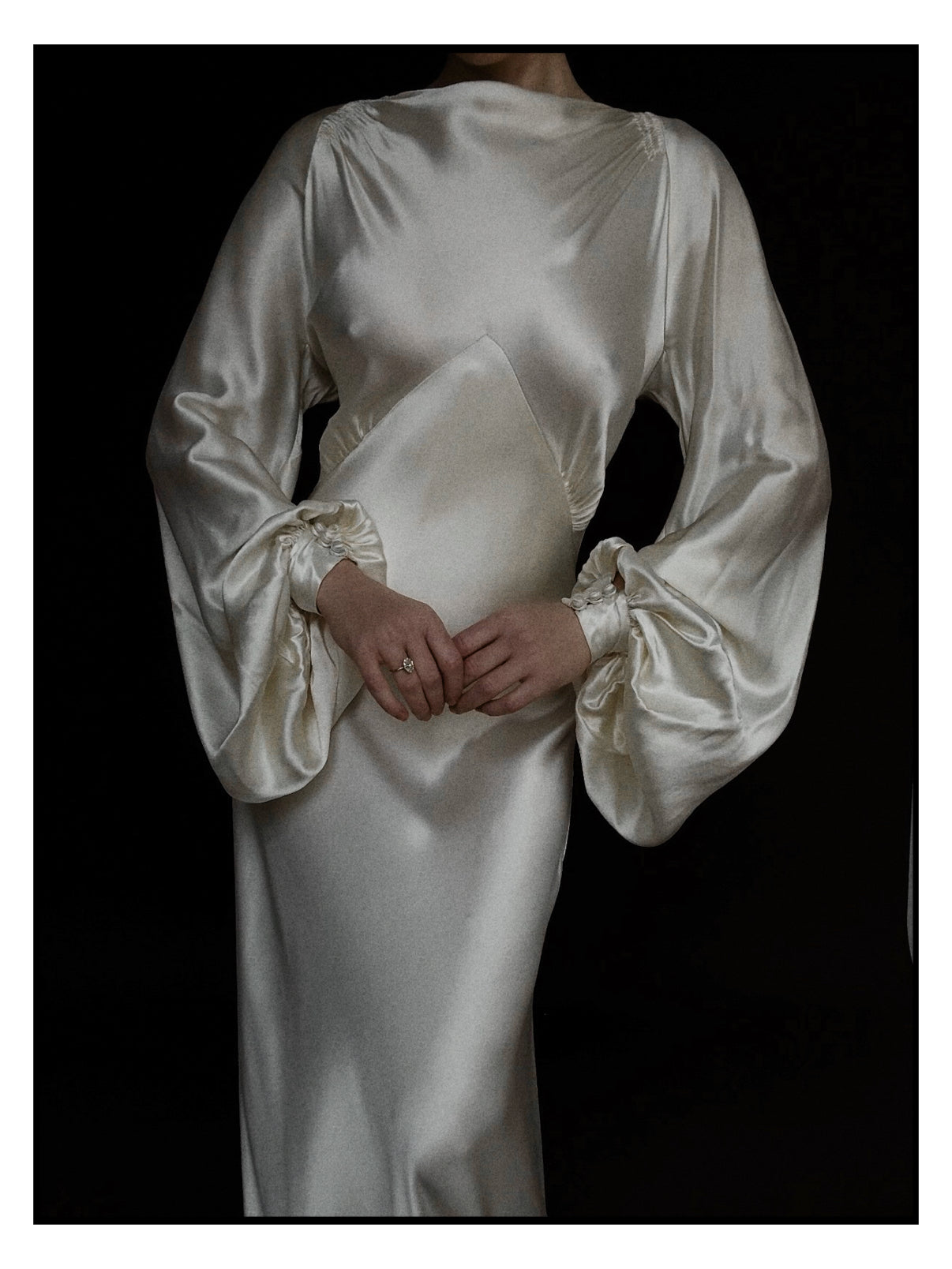 1930s Ivory Bell Sleeve Gown