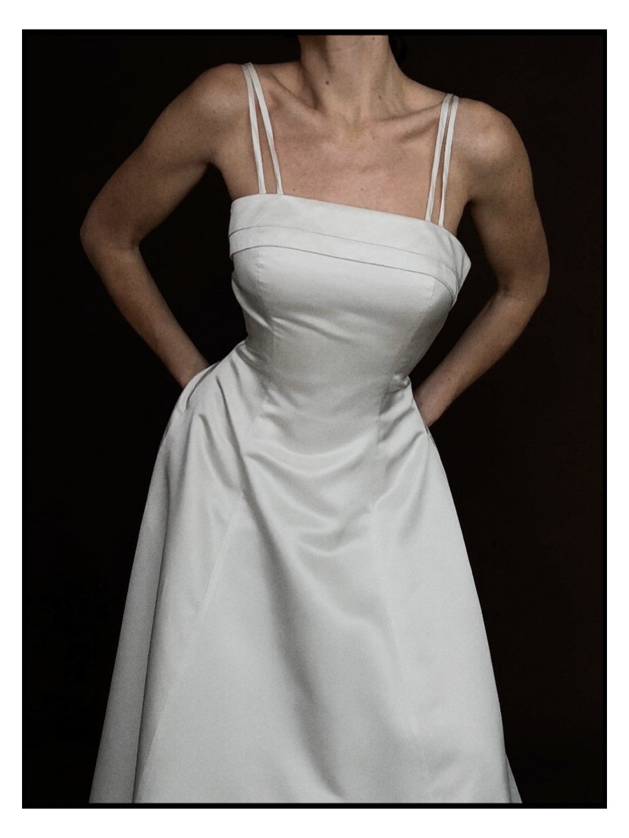 1990s Silk Double Spaghetti Strap Gown