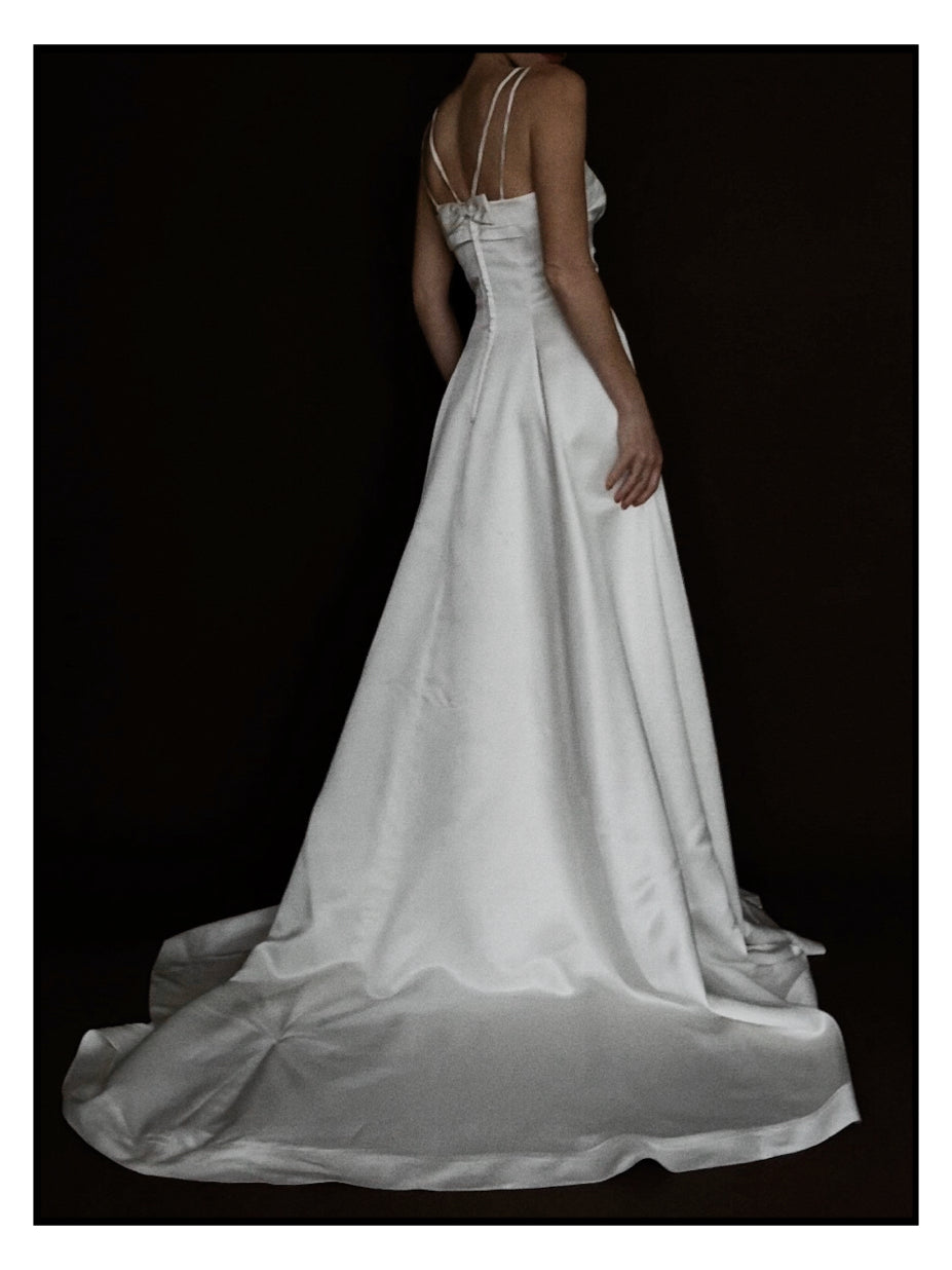 1990s Silk Double Spaghetti Strap Gown