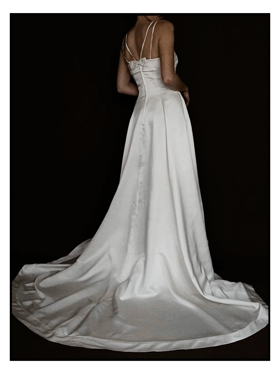 1990s Silk Double Spaghetti Strap Gown