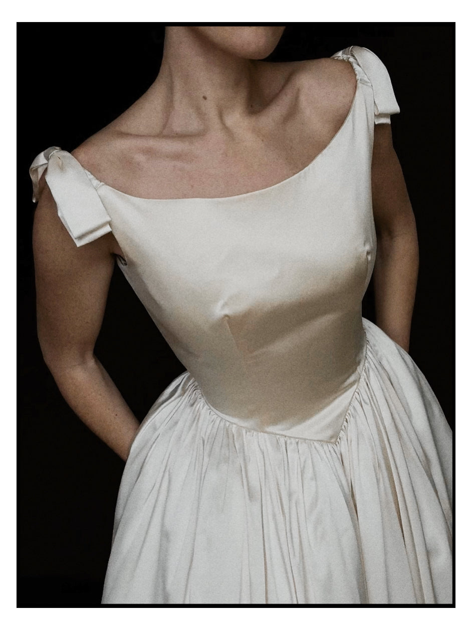 1990s Silk Deadstock Bateau Bow Dress