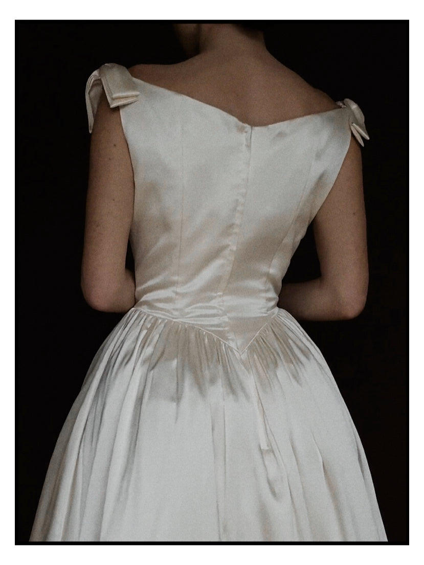 1990s Silk Deadstock Bateau Bow Dress