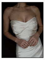 1990s Italian Deadstock Silk Shantung Strapless Midi with Sash Back