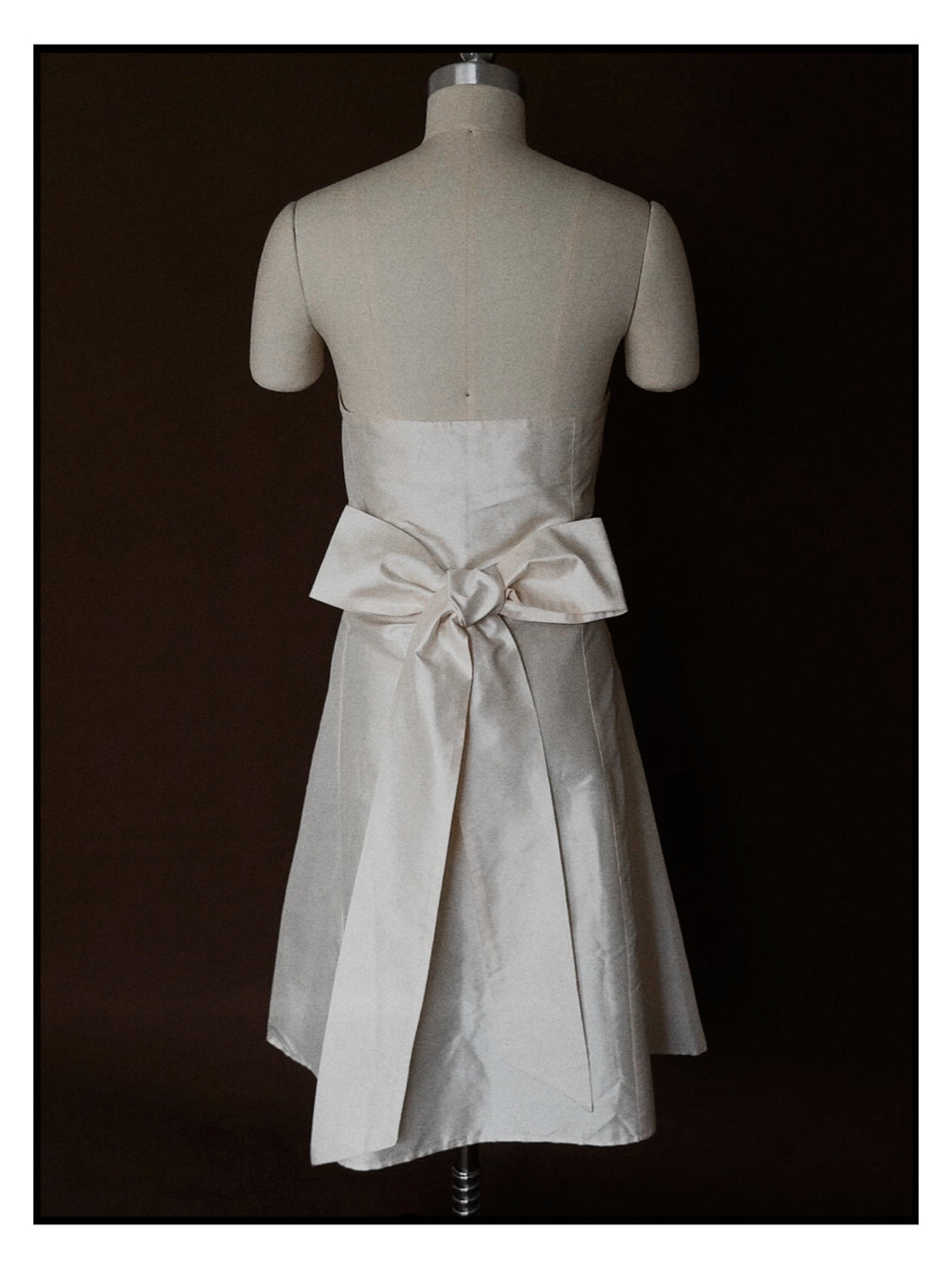 1990s Italian Deadstock Silk Shantung Strapless Midi with Sash Back