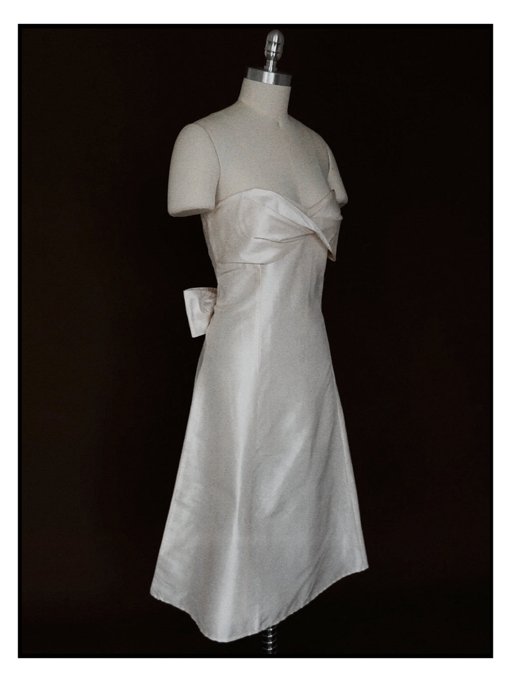 1990s Italian Deadstock Silk Shantung Strapless Midi with Sash Back