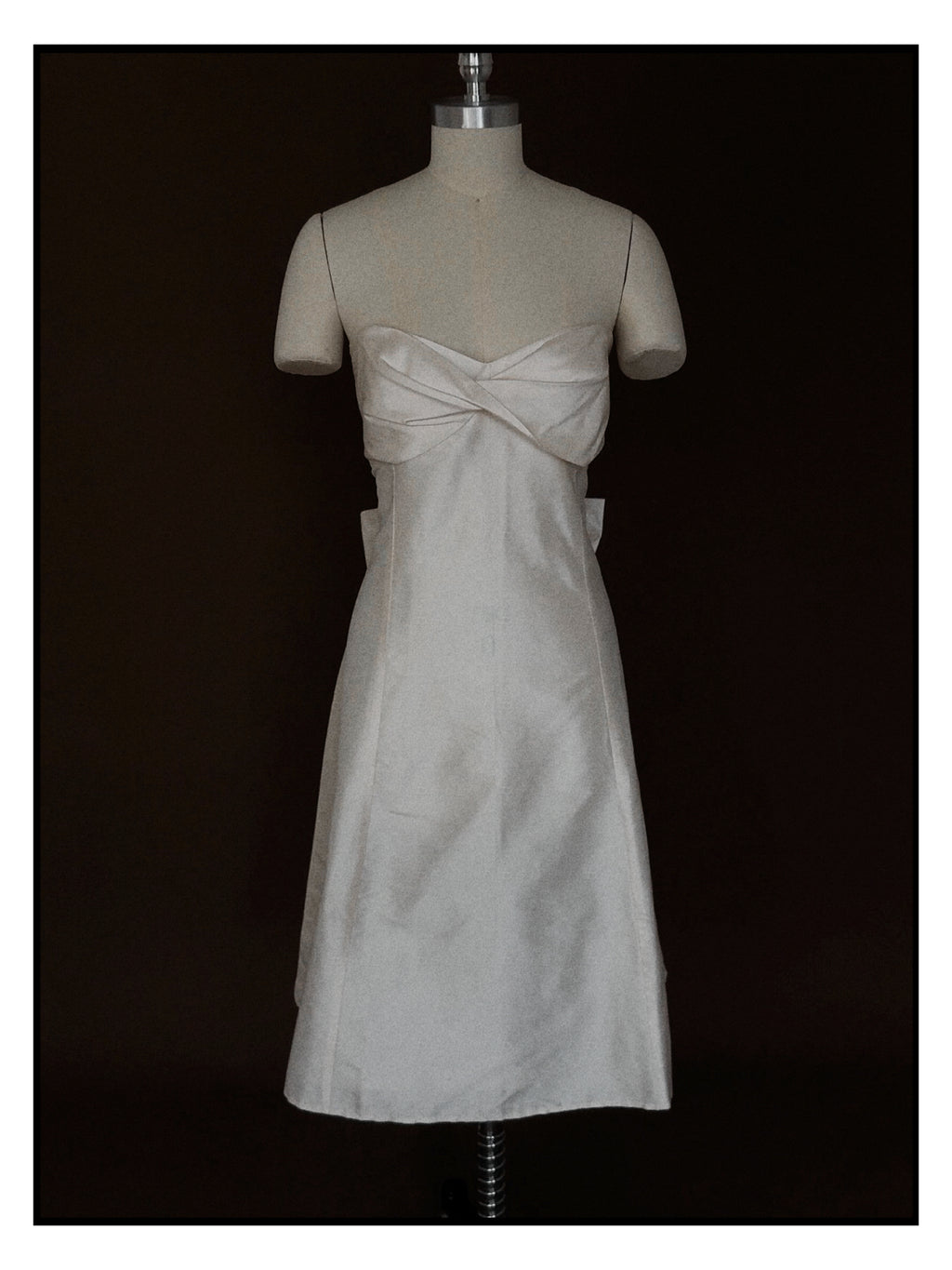 1990s Italian Deadstock Silk Shantung Strapless Midi with Sash Back