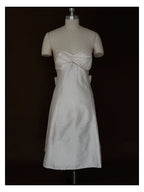 1990s Italian Deadstock Silk Shantung Strapless Midi with Sash Back