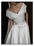 1940s Liquid Silk & Alençon Lace Portrait Gown