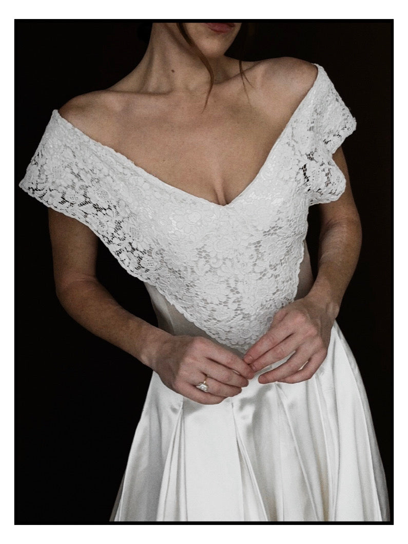 1940s Liquid Silk & Alençon Lace Portrait Gown