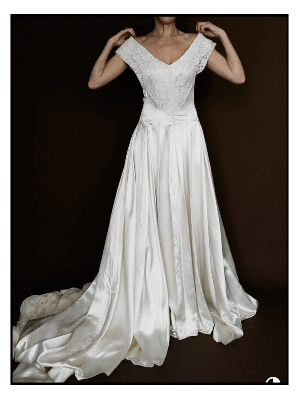 1940s Liquid Silk & Alençon Lace Portrait Gown