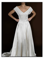 1940s Liquid Silk & Alençon Lace Portrait Gown
