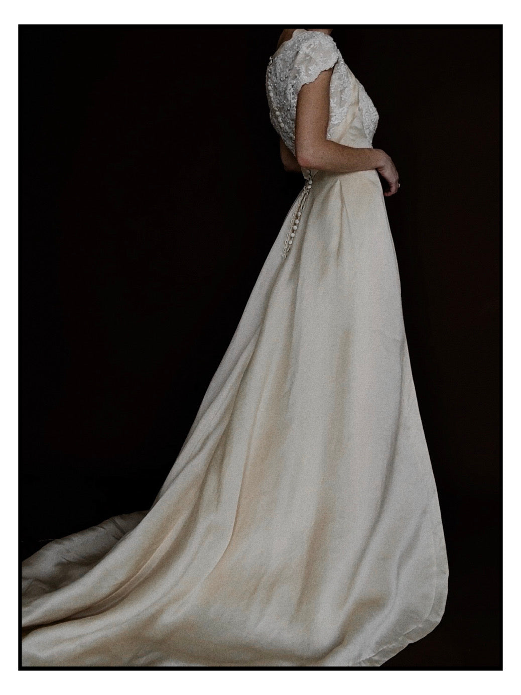 1950s Italian Silk & Beaded Bodice Gown