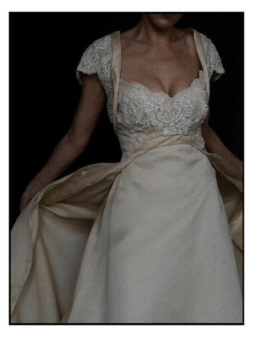 1950s Italian Silk & Beaded Bodice Gown