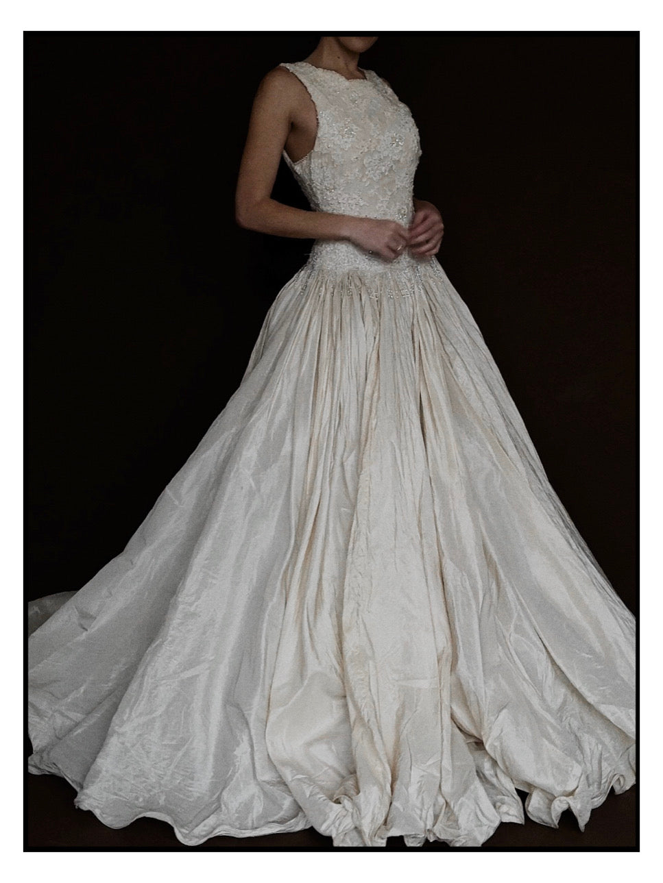 1960s Italian Silk Beaded Gown with Split Train