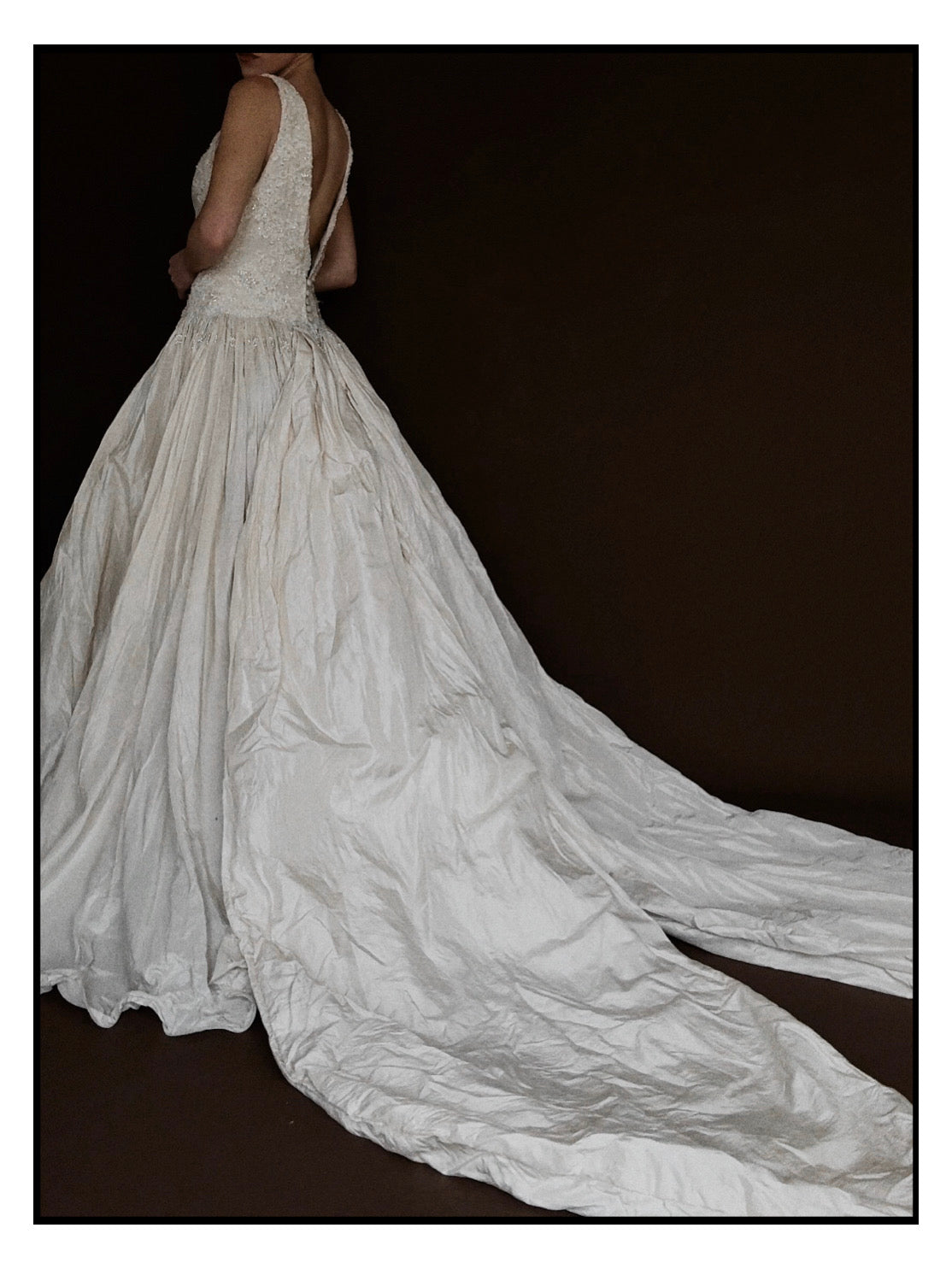 1960s Italian Silk Beaded Gown with Split Train