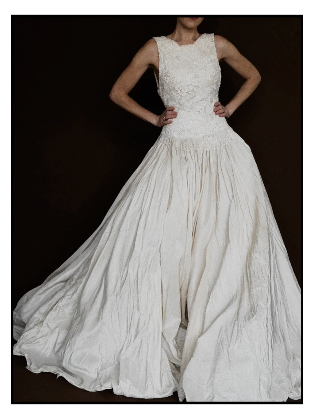 1960s Italian Silk Beaded Gown with Split Train