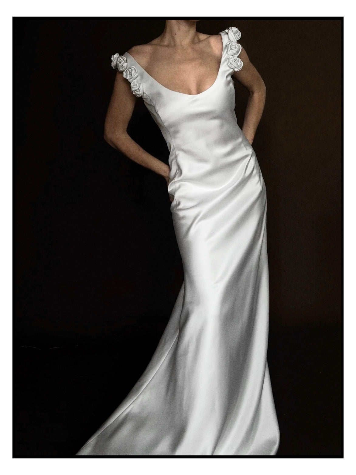 1970s Italian Mikado Rosette Gown