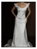1970s Italian Mikado Rosette Gown