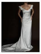 1970s Italian Mikado Rosette Gown