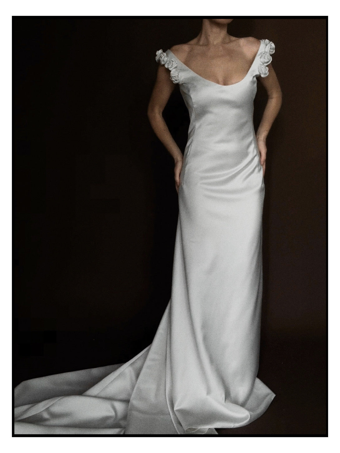 1970s Italian Mikado Rosette Gown