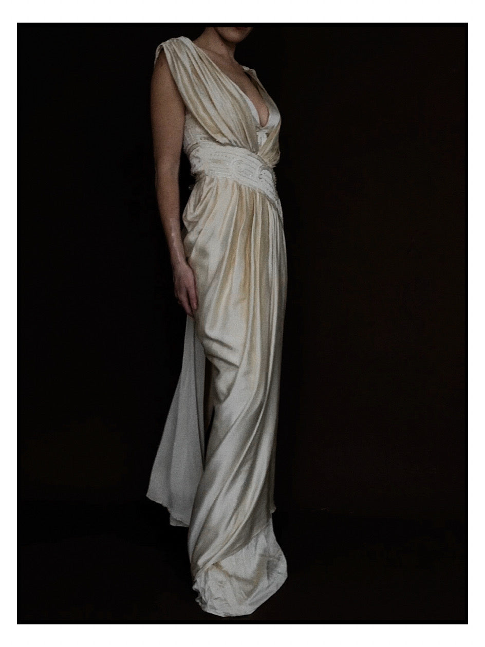1970s Italian Silk Goddess Gown