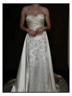 1940s Floral Brocade Sweetheart Gown with Detachable Train
