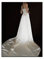 1940s Floral Brocade Sweetheart Gown with Detachable Train