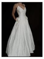 1980s English Raw Silk Bow Gown