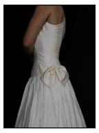 1980s English Raw Silk Bow Gown