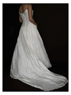 1980s English Raw Silk Bow Gown