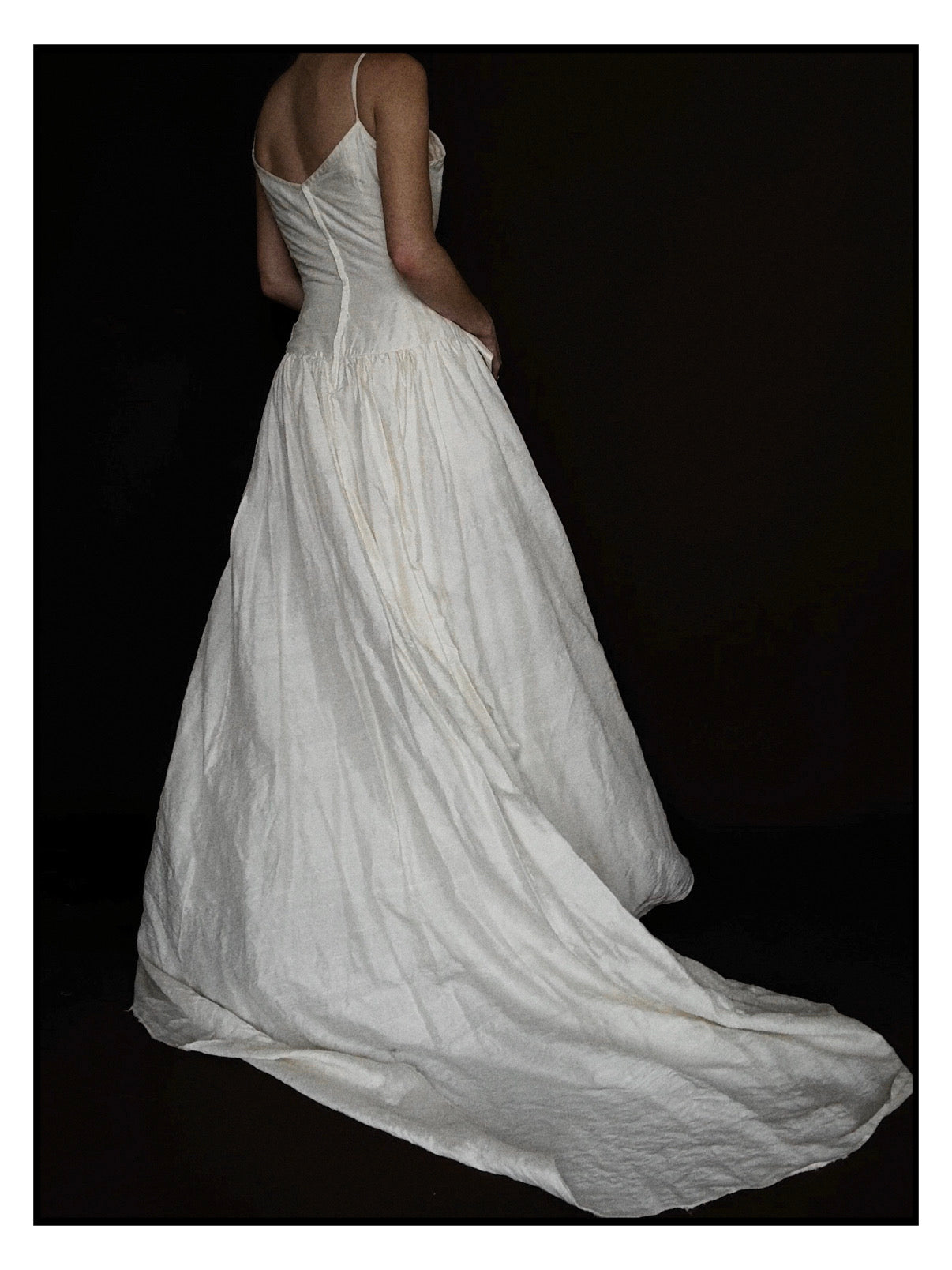1980s English Raw Silk Bow Gown