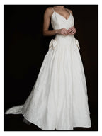 1980s English Raw Silk Bow Gown