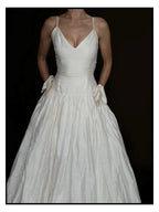 1980s English Raw Silk Bow Gown