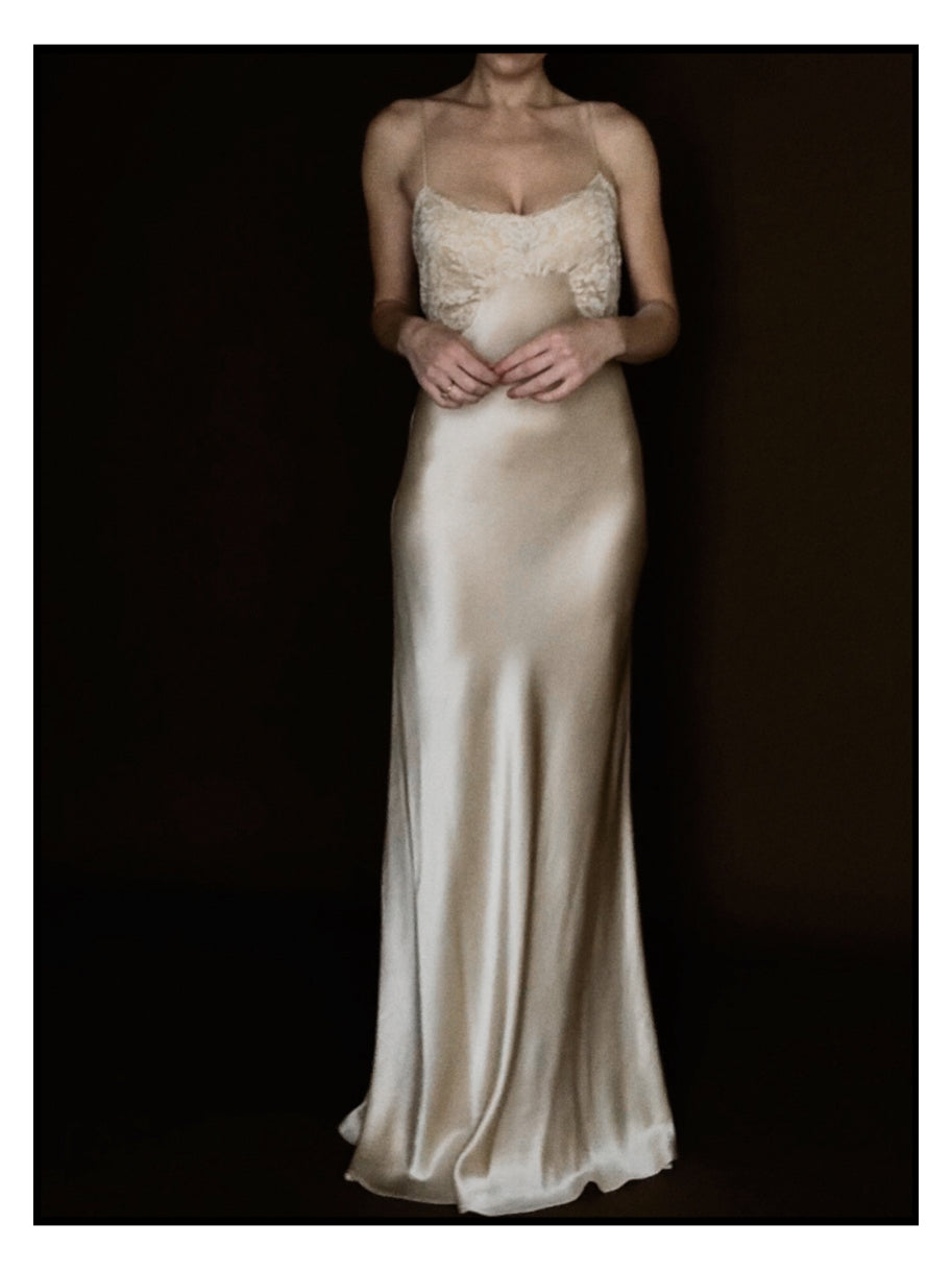 2000s Silk & Lace Slip Gown