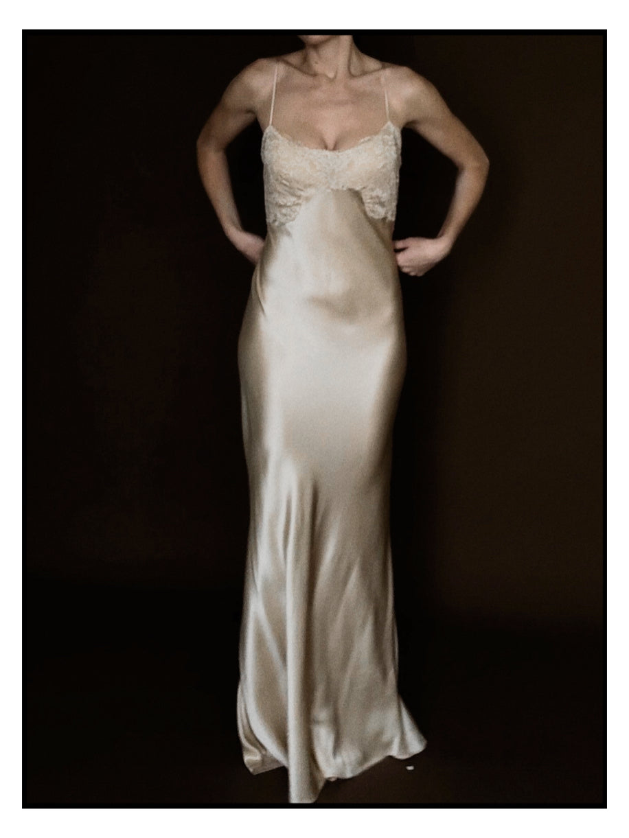 2000s Silk & Lace Slip Gown