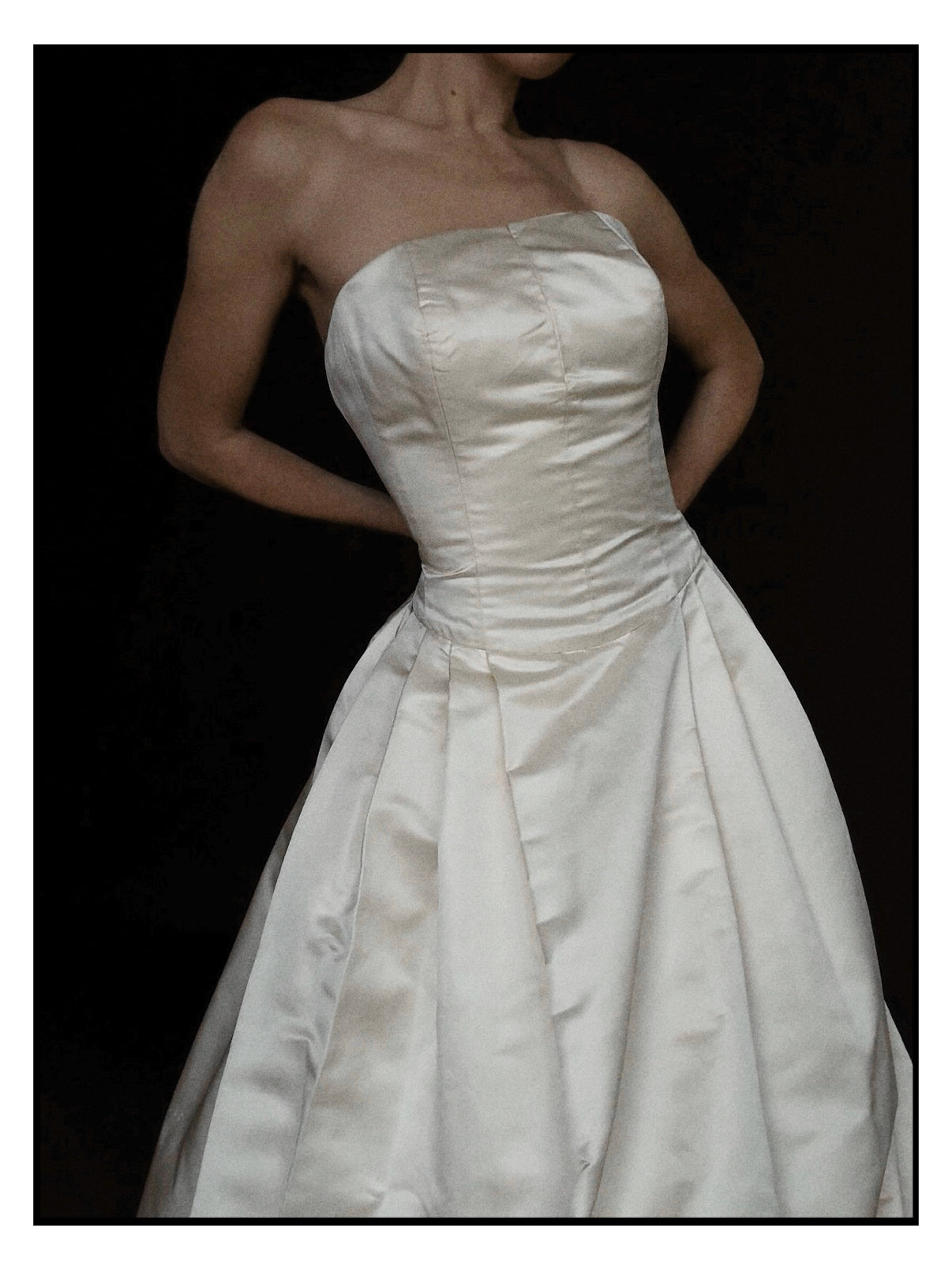1990s Silk Strapless Drop-Waist Pleated Ball Gown