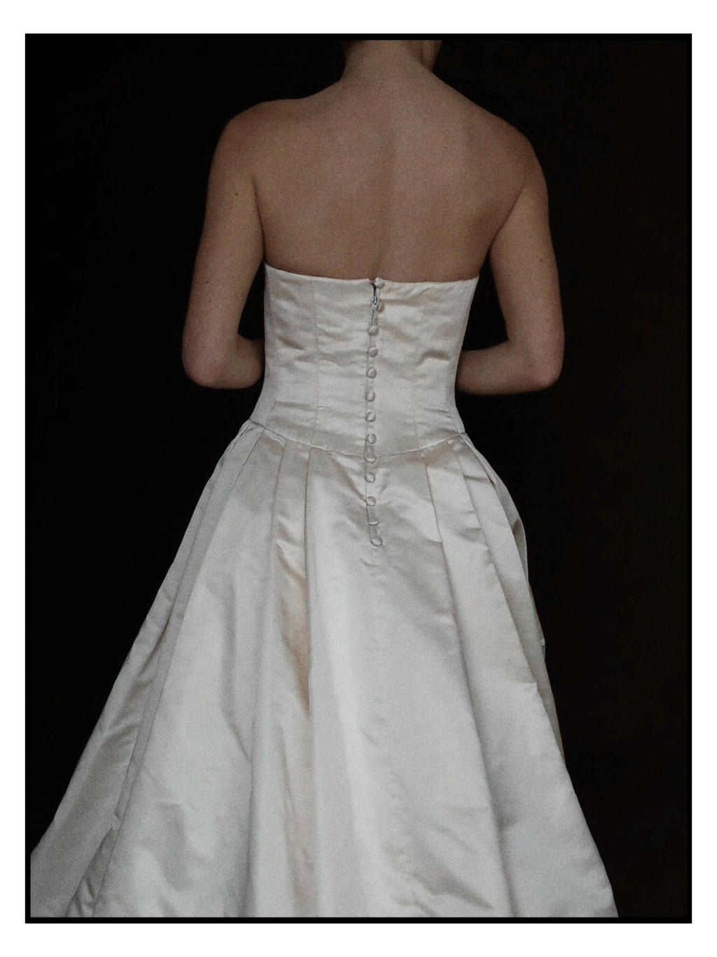 1990s Silk Strapless Drop-Waist Pleated Ball Gown