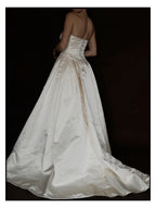 1990s Silk Strapless Drop-Waist Pleated Ball Gown