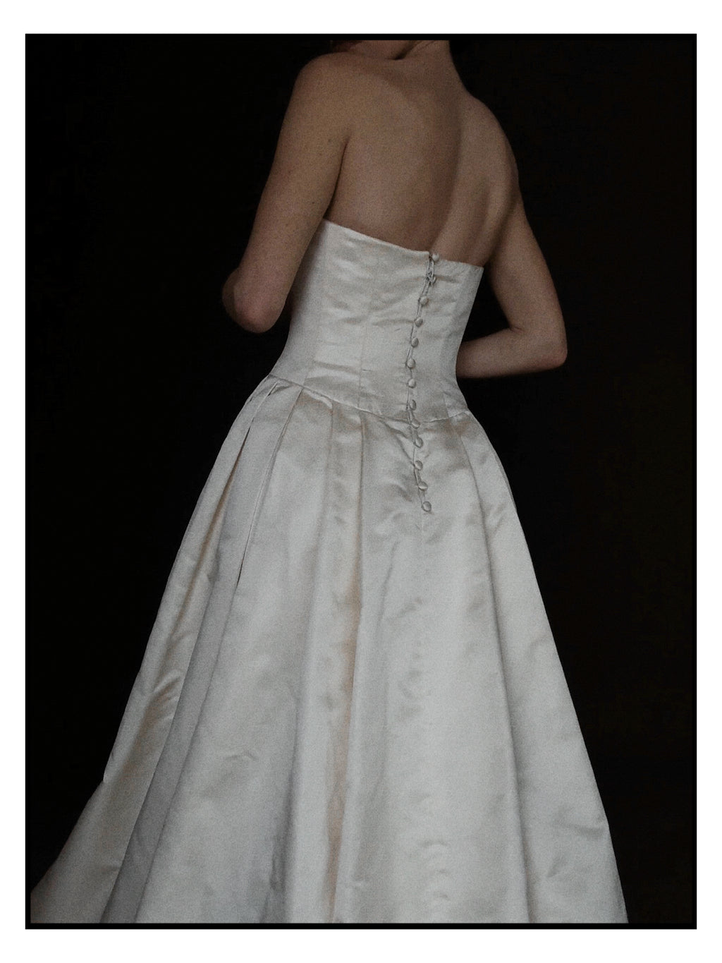 1990s Silk Strapless Drop-Waist Pleated Ball Gown