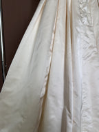 1990s Silk Strapless Drop-Waist Pleated Ball Gown