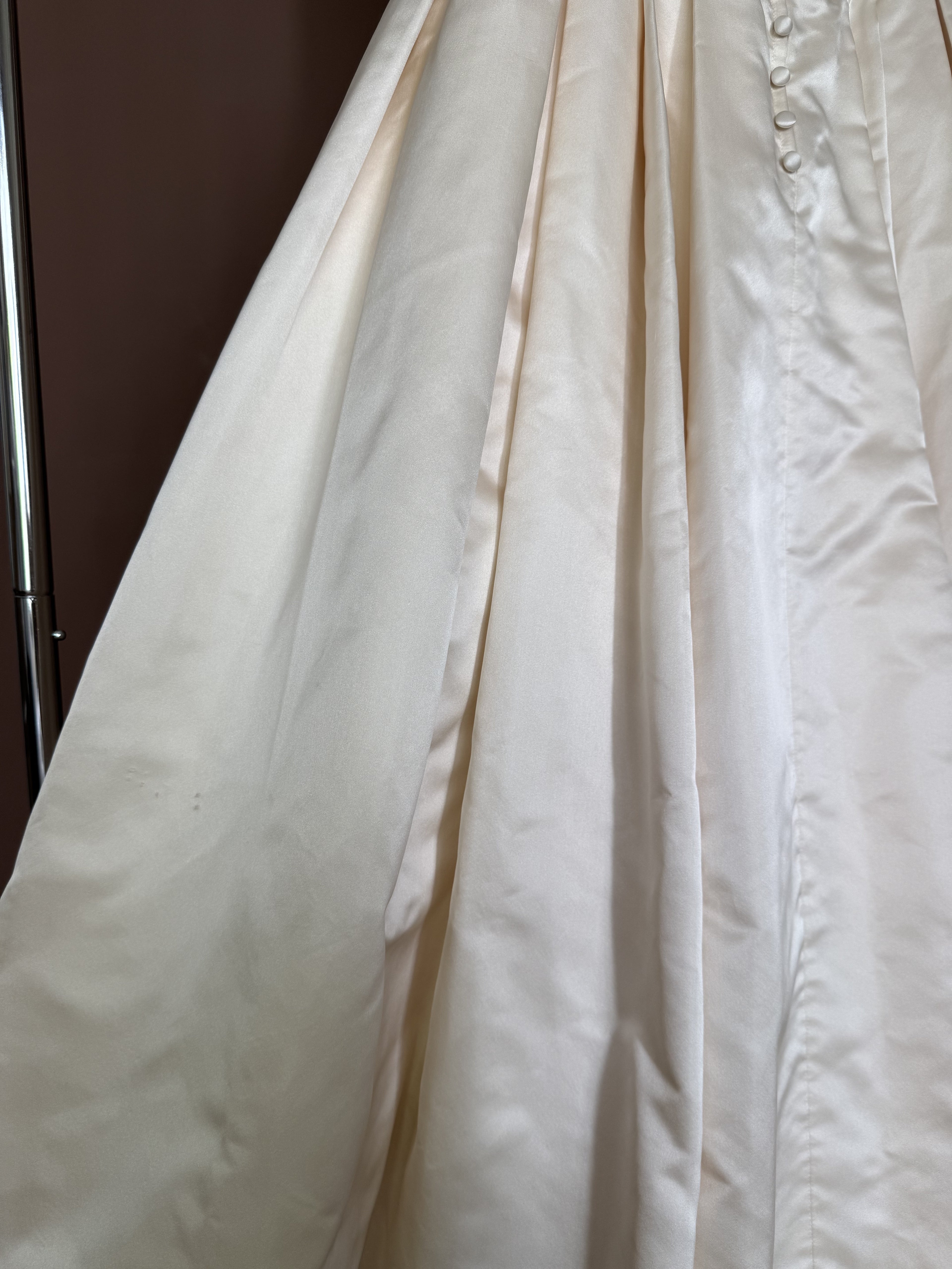 1990s Silk Strapless Drop-Waist Pleated Ball Gown