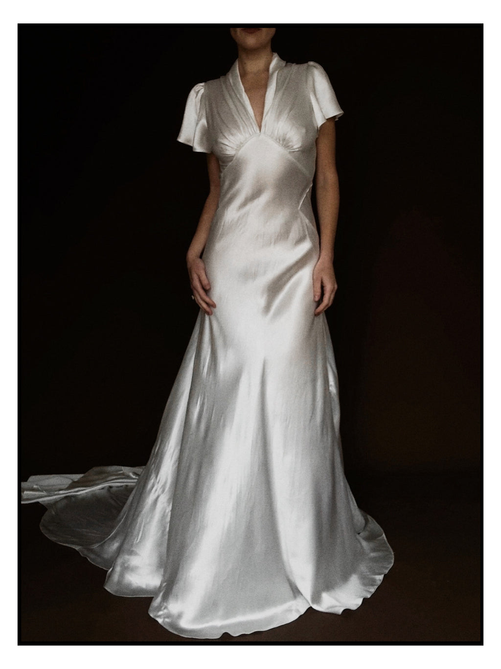 1930s Collar Flutter Sleeve Gown