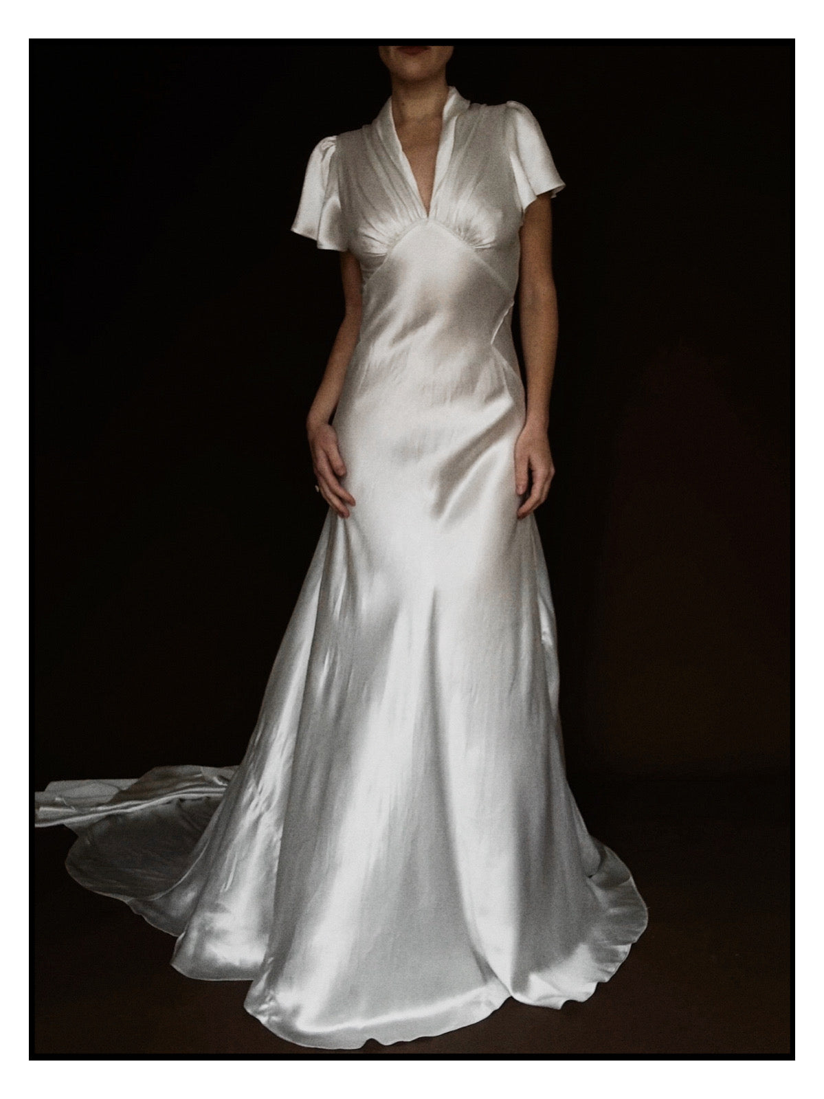 1930s Collar Flutter Sleeve Gown