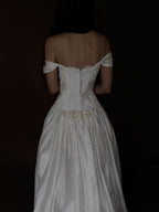 1990s Silk Embellished Lace Rosette Gown, USA