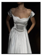 1940s Sweetheart Off-The-Shoulder Gown