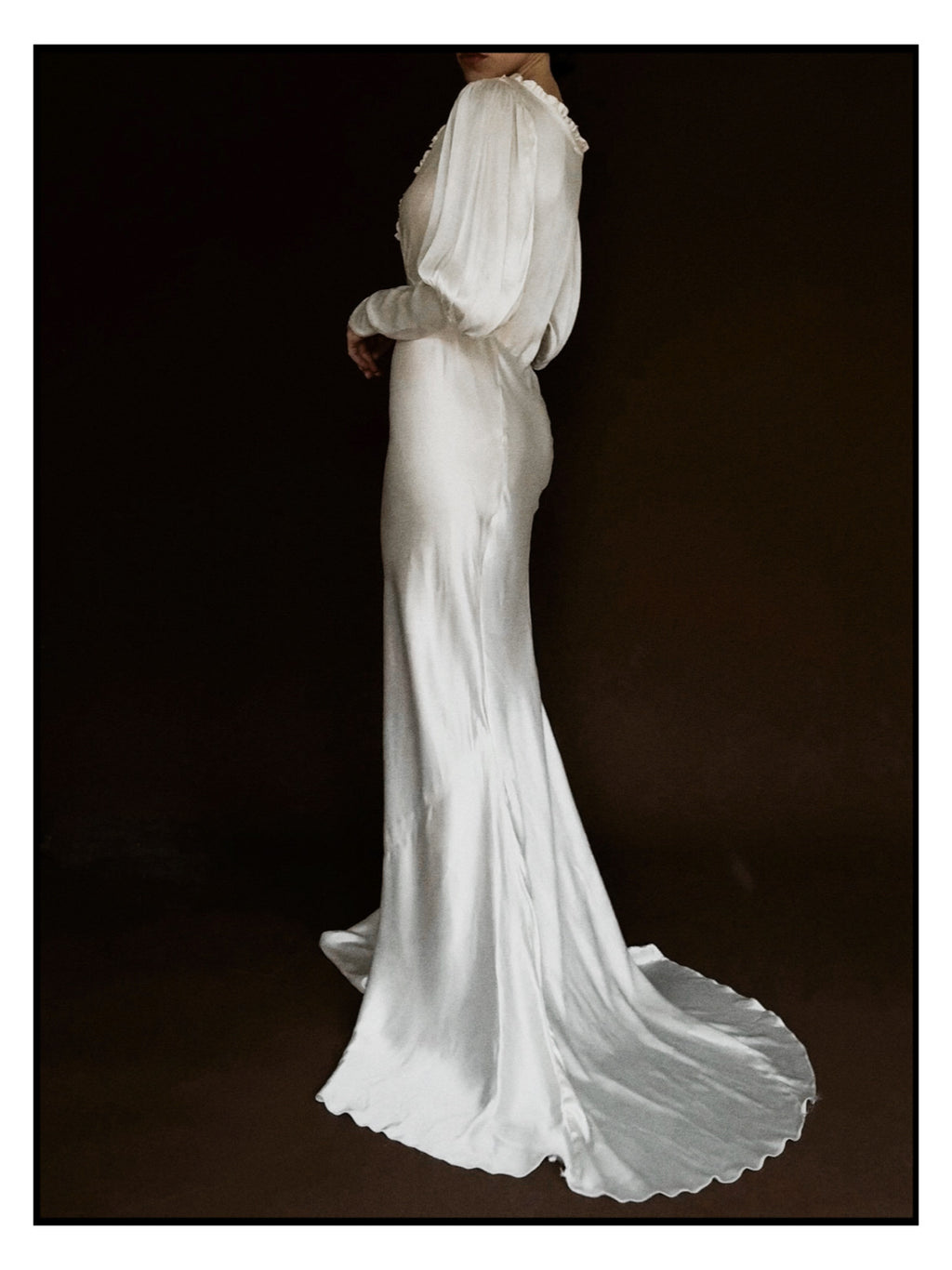 1930s Ruffle Long Sleeve Gown